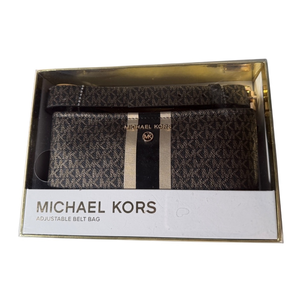 Michael Kors Brown Signature Adjustable Belt Bag. L/XL